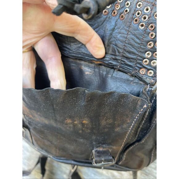 Vintage 70’s leather studded buckles backpack main image 9